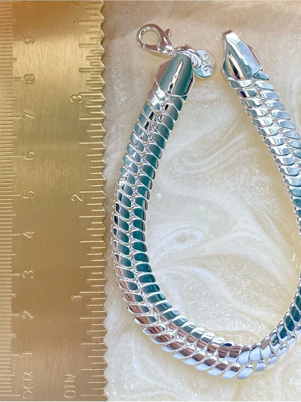 Chunky Silver Herringbone Chain Bracelet